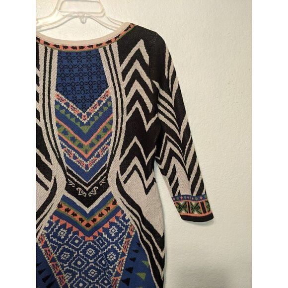 Flying Tomato Women's Three-Quarter Sleeve Geometric Printed Knit Dress Sz M - Picture 7 of 14